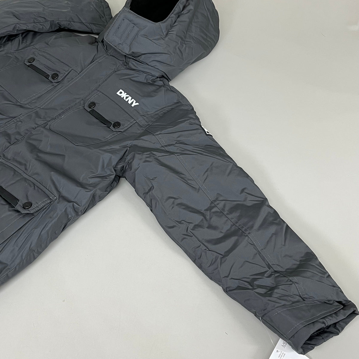 DKNY Boys' Puffer Parka - Charcoal, Size 14/16