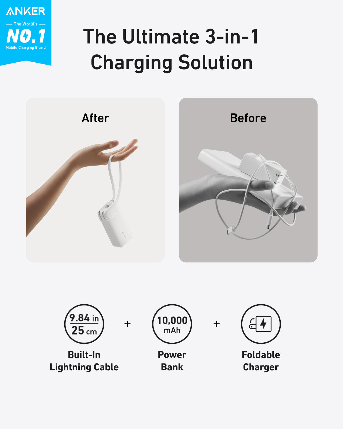 Anker 10K Fusion Power Bank with Built-In Cable