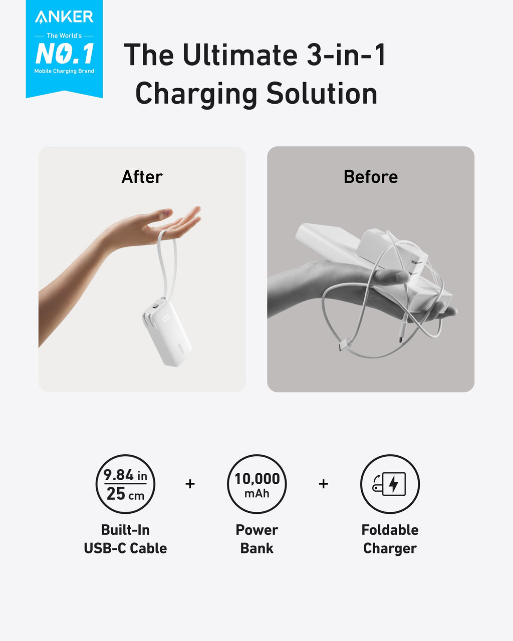 Anker 10K Fusion Power Bank with Built-In Cable