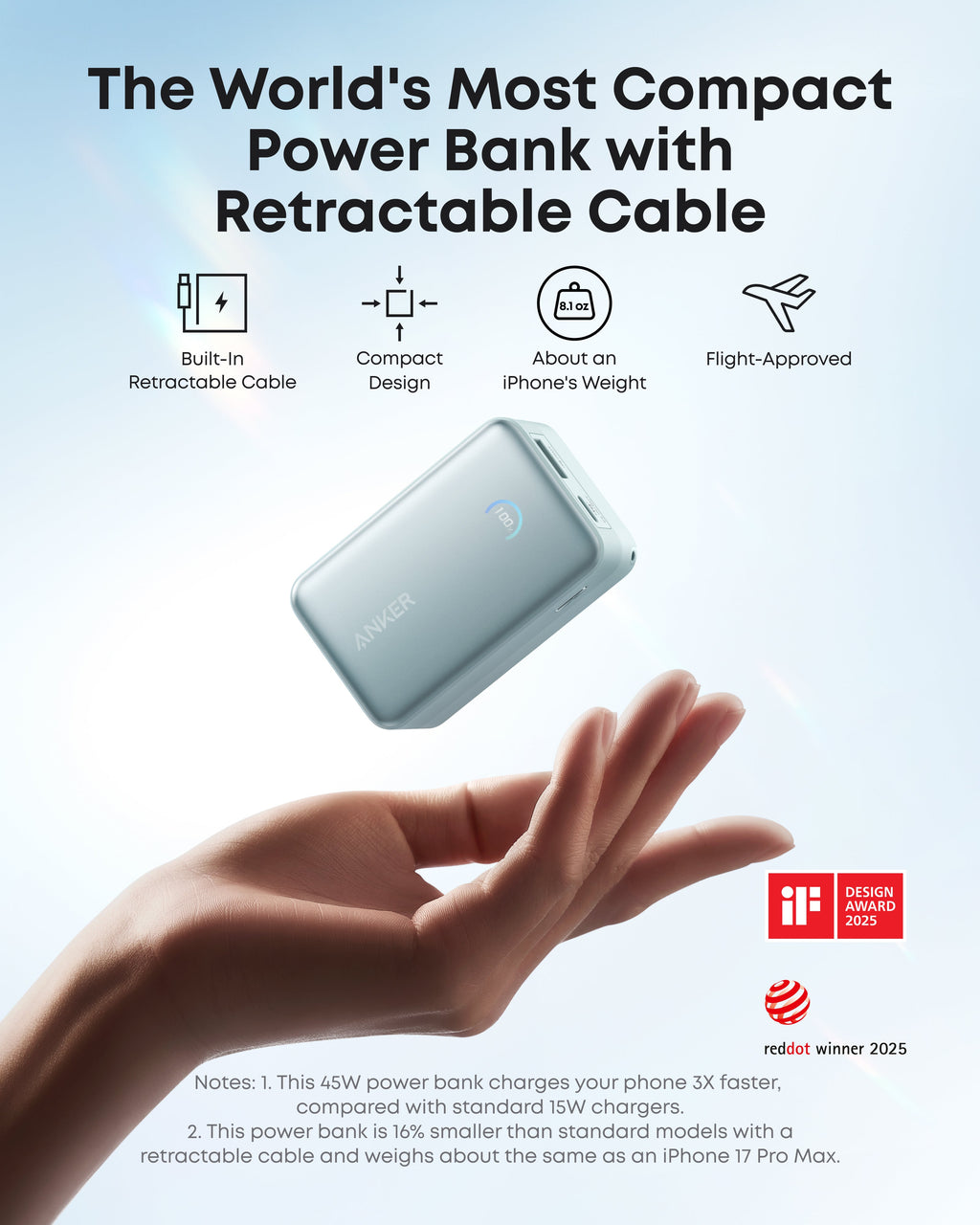 Anker Nano 10K 45W Power Bank with Retractable USB-C Cable