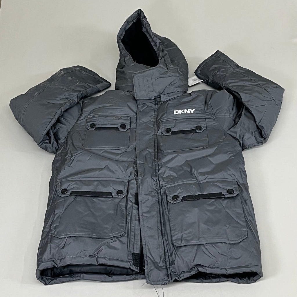 DKNY Boys' Puffer Parka - Charcoal, Size 14/16