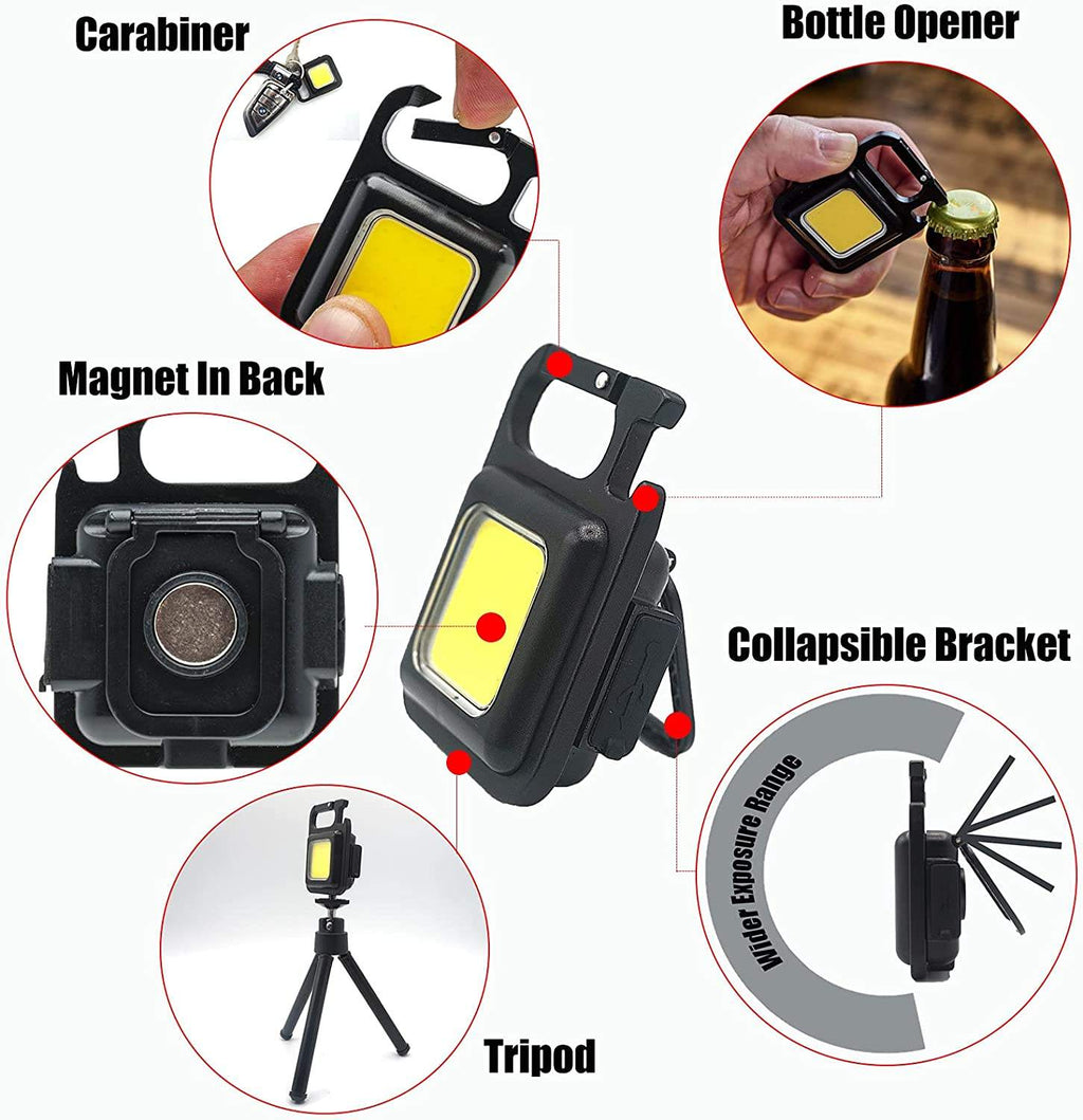 USB-C Rechargeable Magnetic COB Keychain Work Light