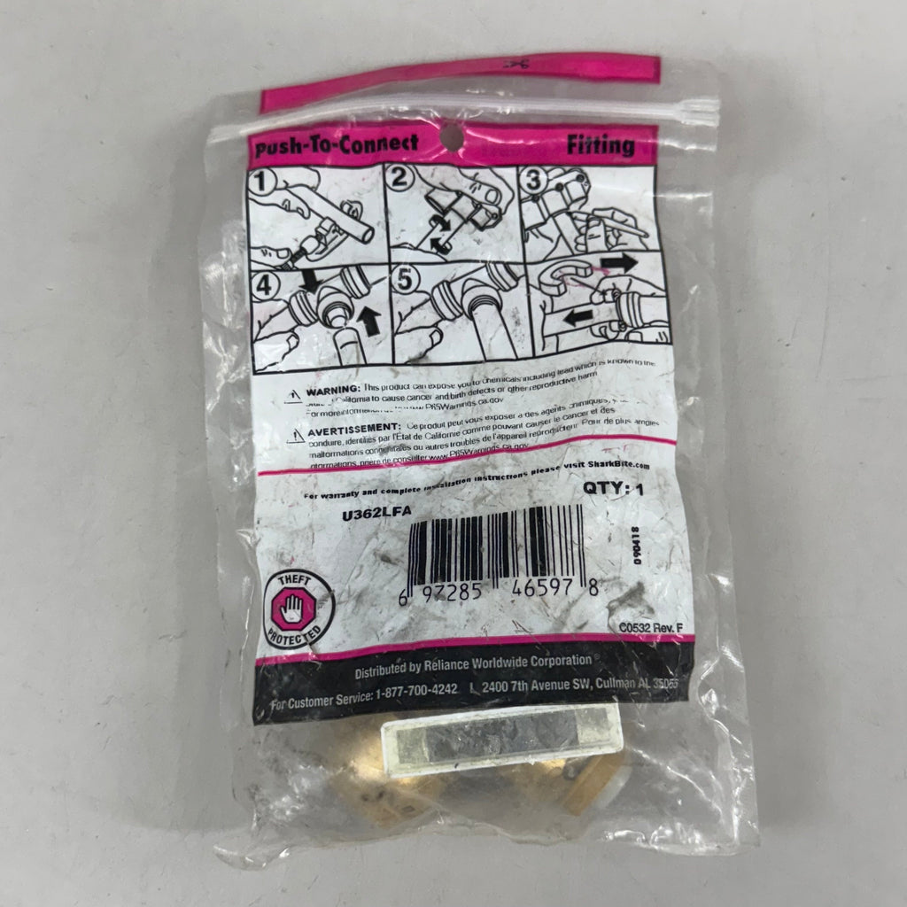 SharkBite 1/2-in. Push-to-Connect Brass Tee (U362LFA)