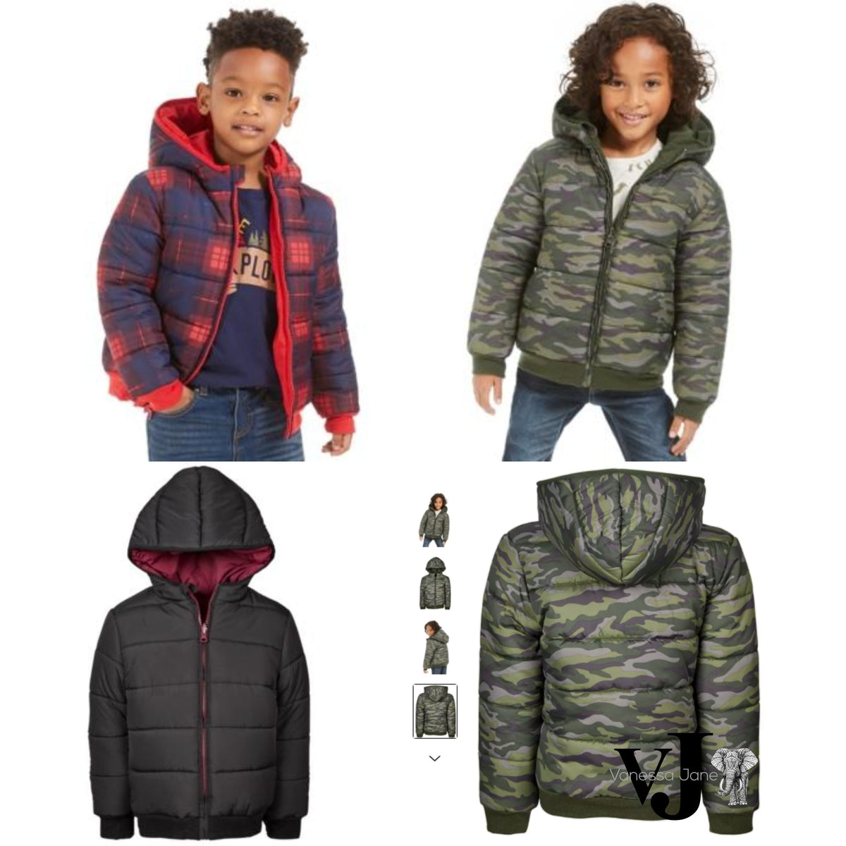 Epic Threads Boys' Reversible Water-Resistant Puffer Jacket