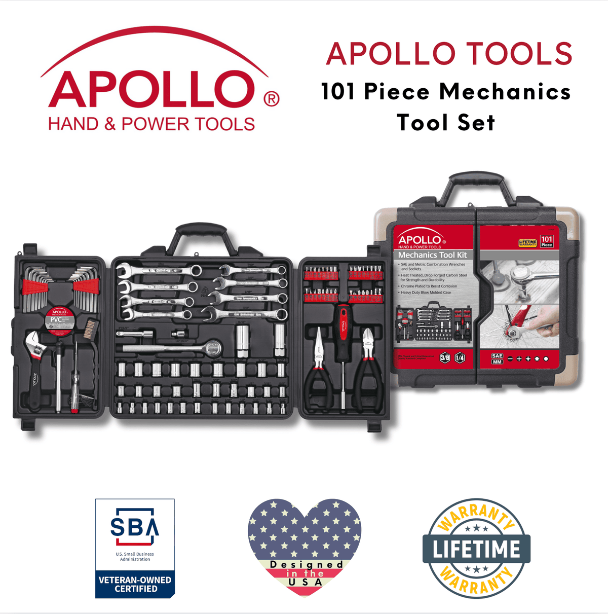 101-Piece SAE & Metric Mechanic Tool Set – DT0006