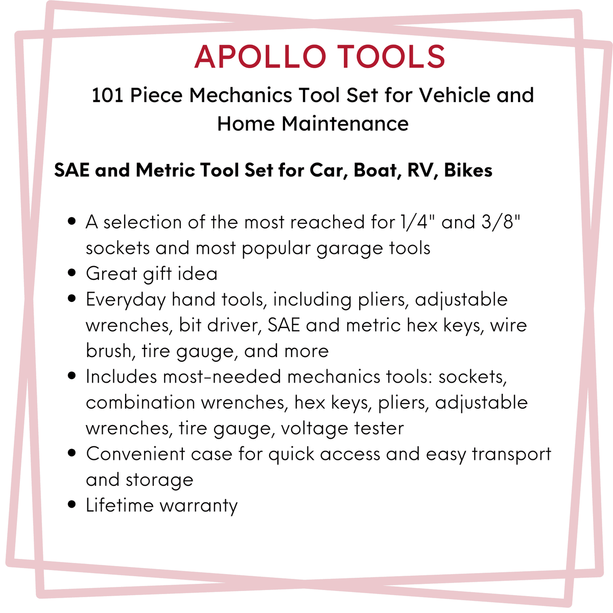 101-Piece SAE & Metric Mechanic Tool Set – DT0006