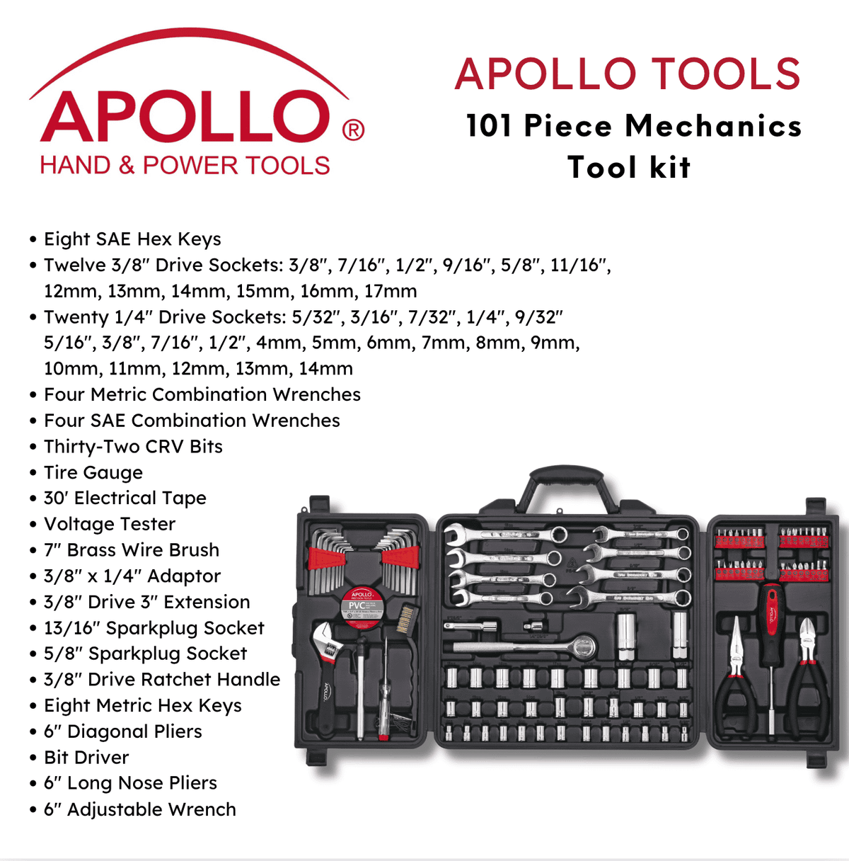 101-Piece SAE & Metric Mechanic Tool Set – DT0006