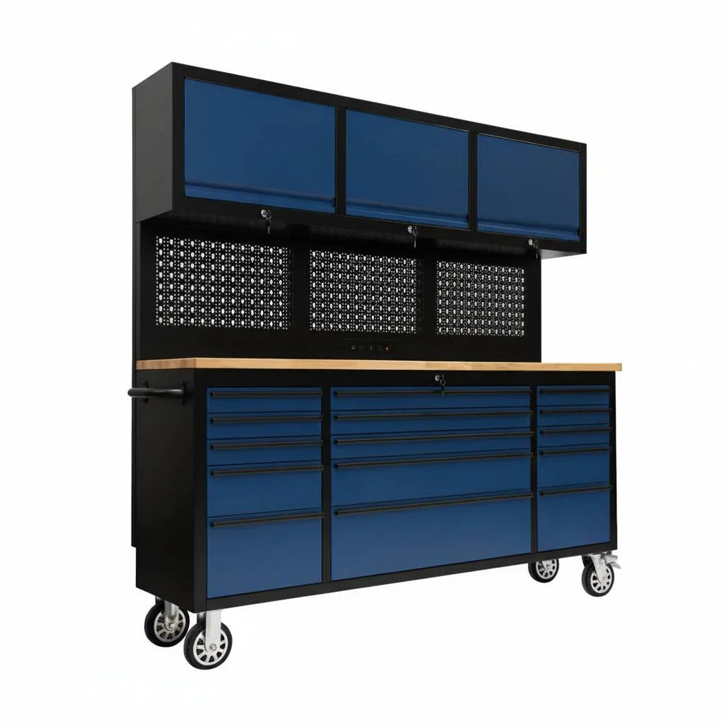 72-Inch Rolling Tool Chest with Workbench & Cabinets