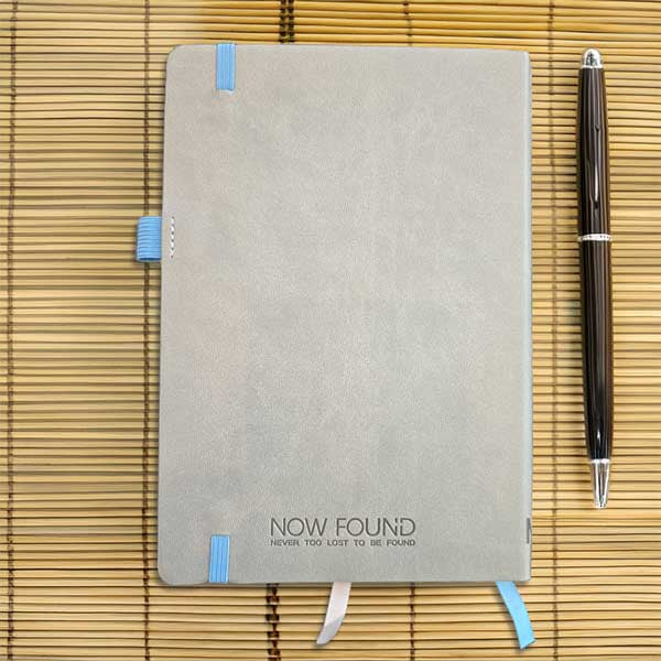 Never Too Lost Christian Dot Grid Journal — Grey