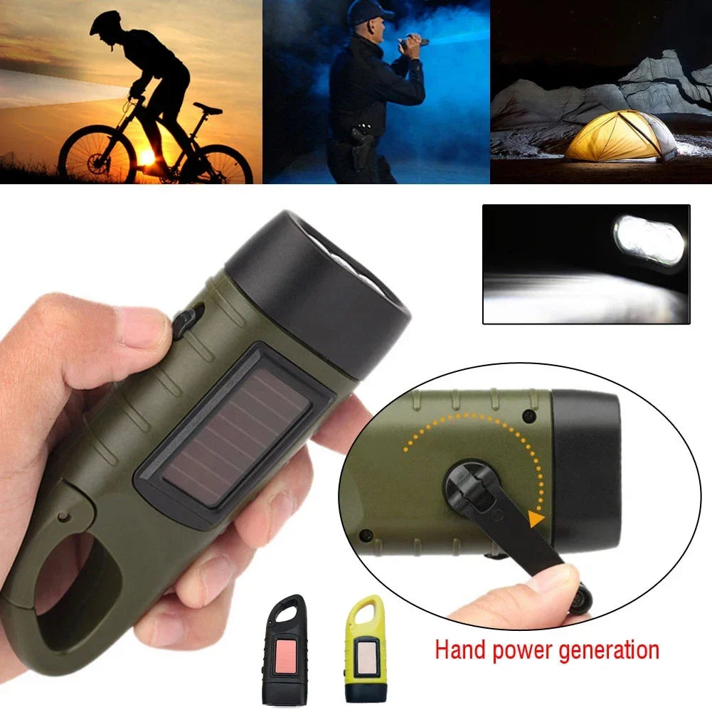 Solar Hand-Crank Emergency Flashlight