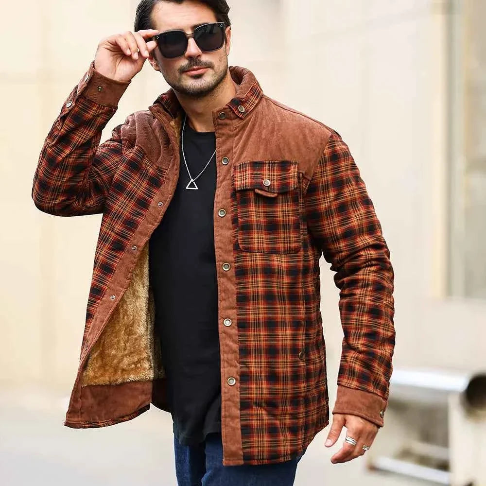 Men's Plaid Sherpa-Lined Winter Work Jacket