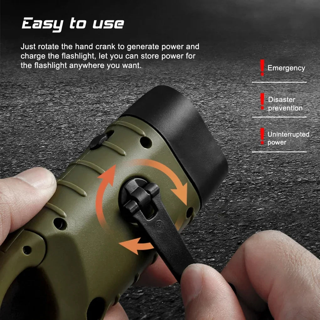 Solar Hand-Crank Emergency Flashlight