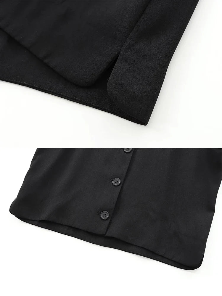 Foridol Women's Button-Front Black Blazer