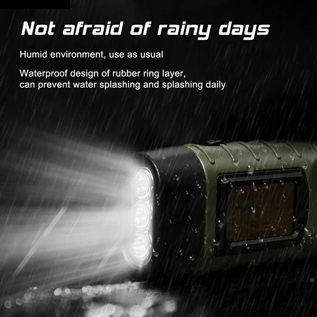 Solar Hand-Crank Emergency Flashlight