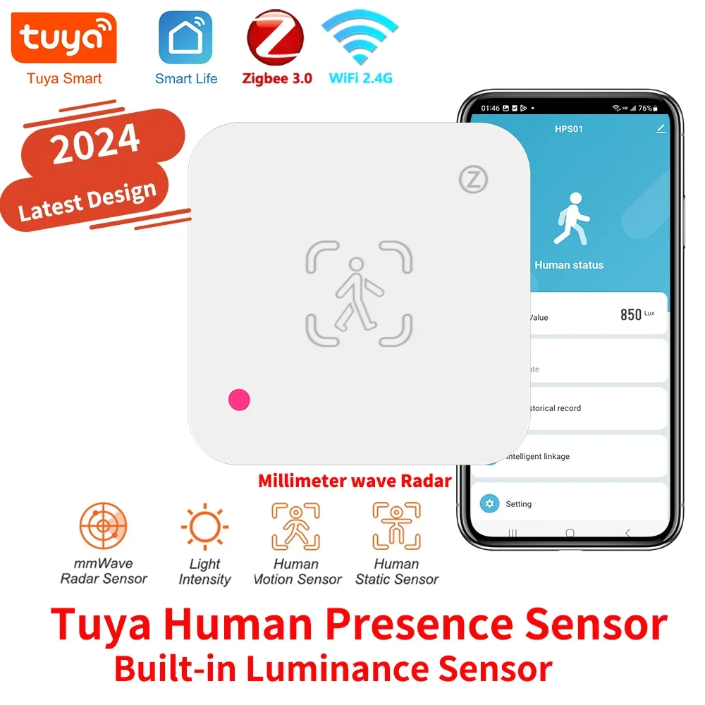 Tuya-Compatible mmWave Presence Sensor – WiFi or Zigbee