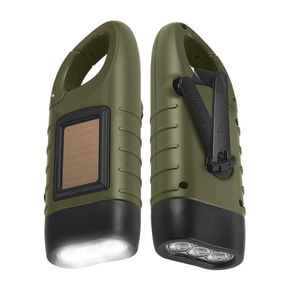 Solar Hand-Crank Emergency Flashlight