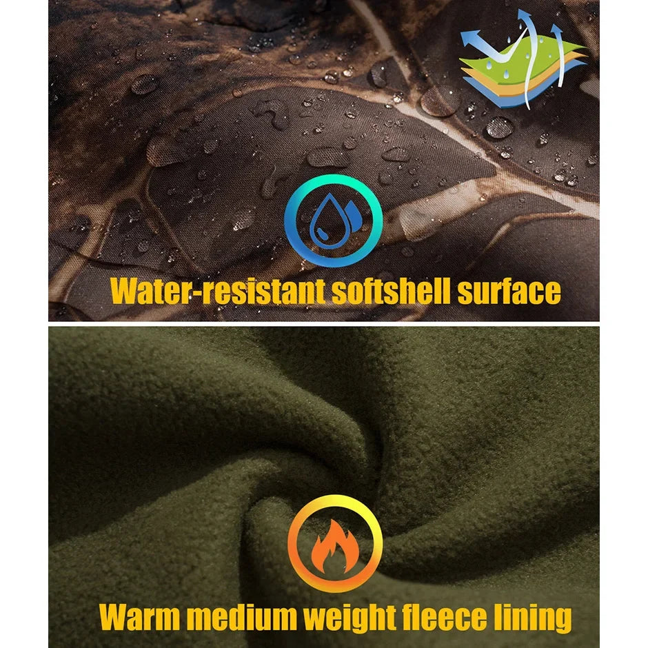 Men’s Camouflage Tactical Softshell Jacket – Waterproof Fleece Hooded Coat for Hunting, Hiking & Outdoor Adventures