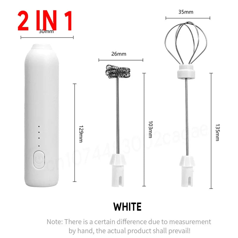 Wireless Electric Milk Frother Type-C Rechargeable Handheld Coffee Whisk Mixer