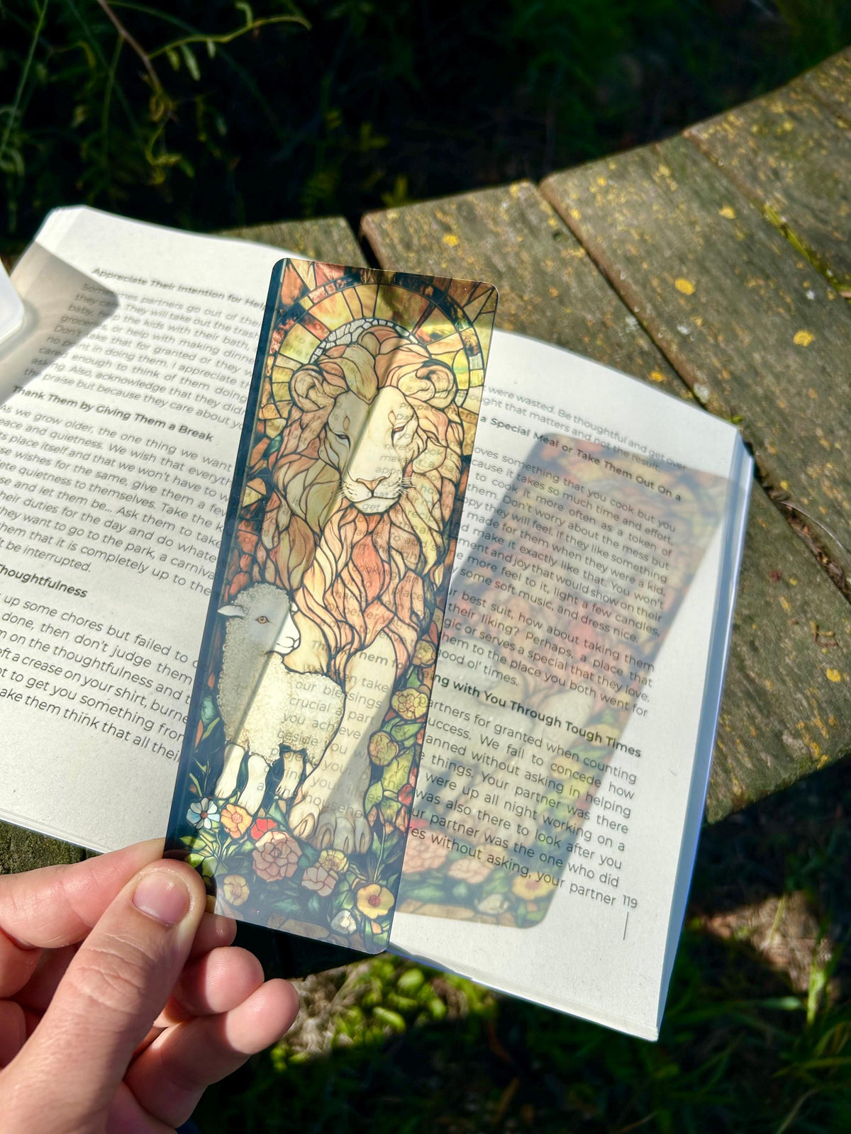 Lion & Lamb Christian Bookmark