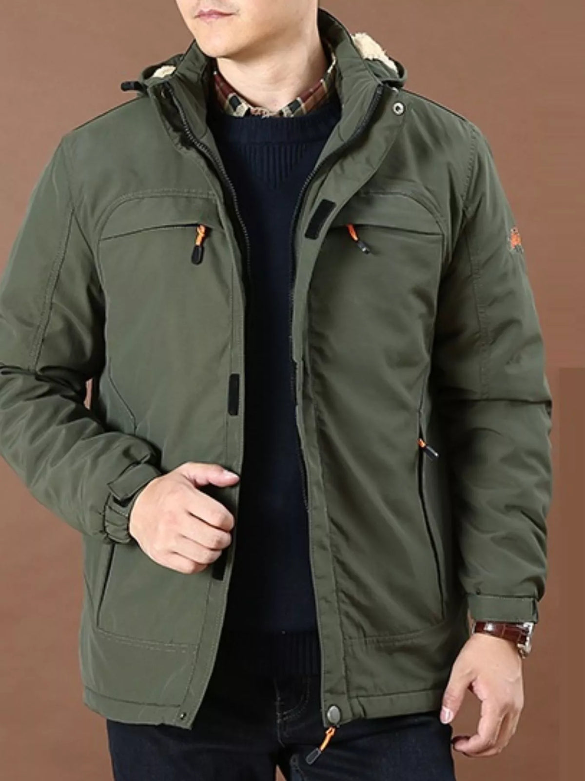 Men's Fleece-Lined Hooded Work Jacket