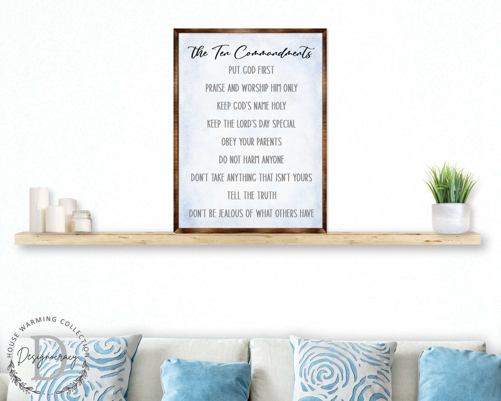 The Ten Commandments - Wooden Religious wall art - living room wall decor Christian wall art - Scripture sign - Bible Verse - Bible quotes - 310344