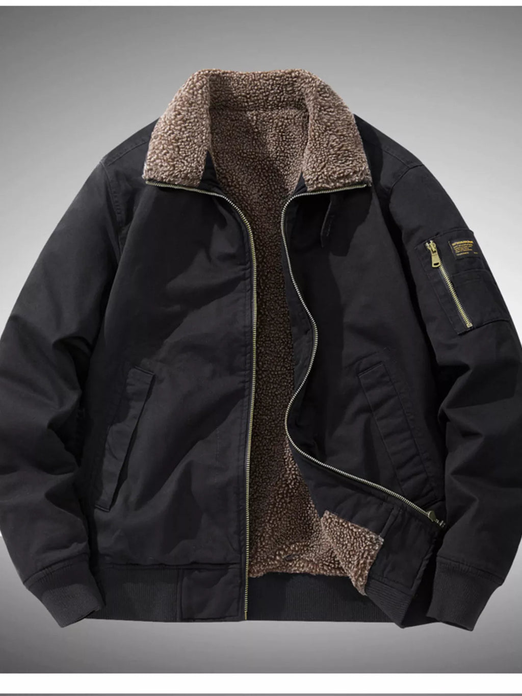 Men's Sherpa-Lined Winter Bomber Jacket