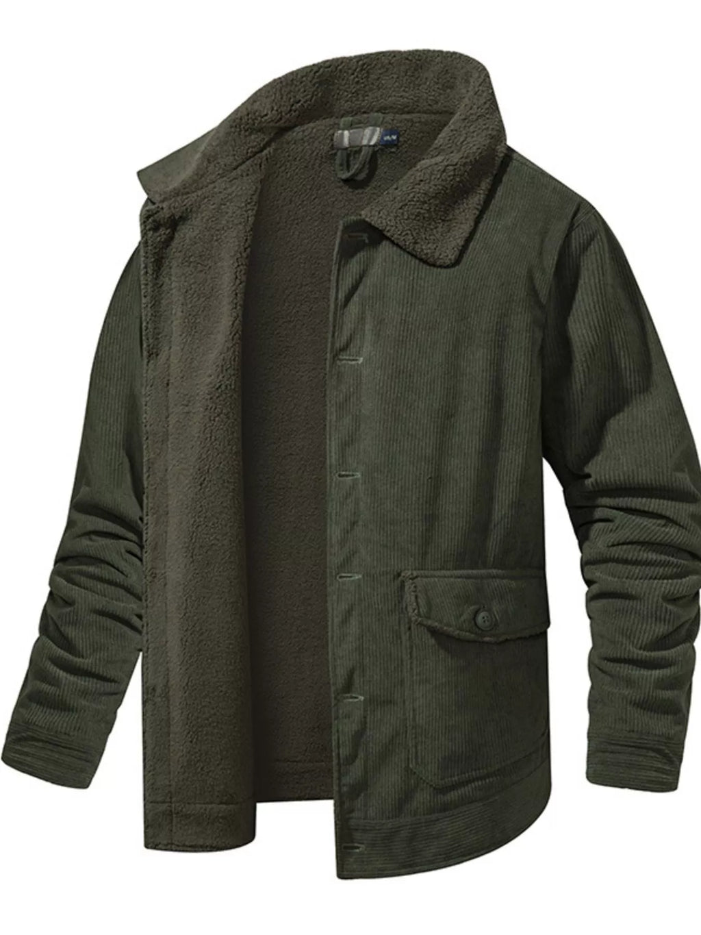 Men's Corduroy Sherpa-Lined Button-Up Jacket