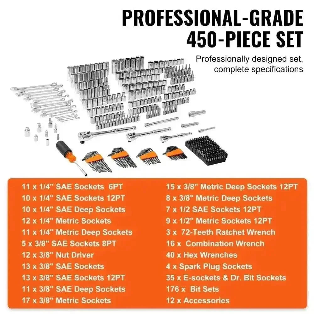 VEVOR 450-Piece Mechanics Tool Chest Set