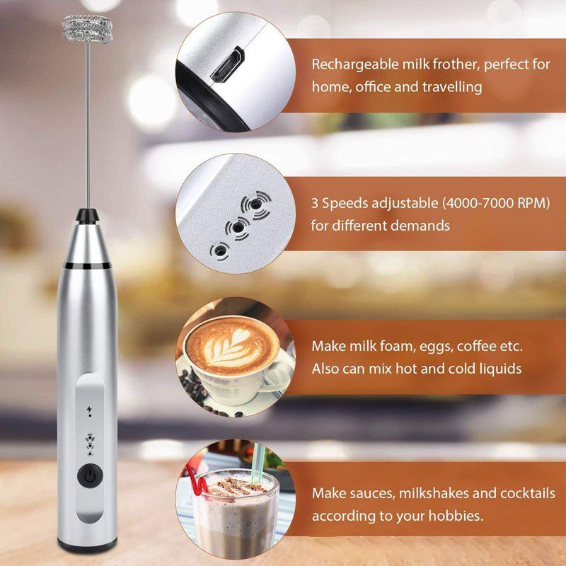 Handheld Electric Milk Frother & Coffee Whisk