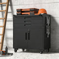 34.3" Rolling Metal Tool Cabinet Heavy Duty Garage Storage with Lockable Doors & 3 Drawers