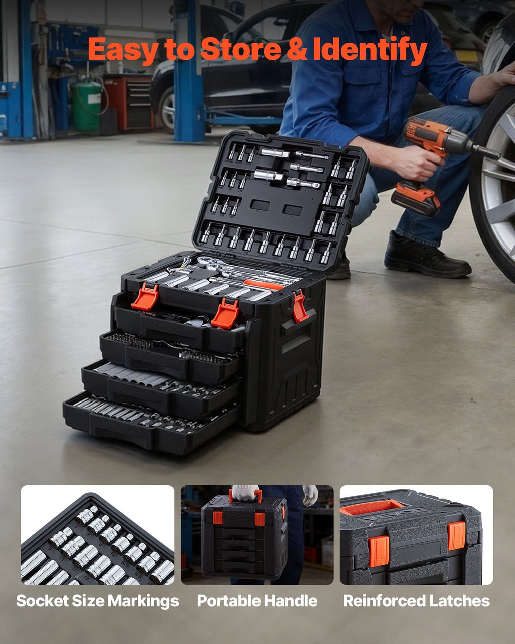 297-Piece SAE & Metric Mechanic Socket Tool Kit