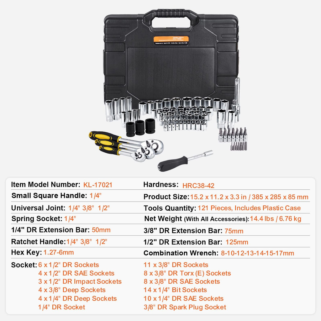 121-Piece SAE & Metric Mechanics Tool Set