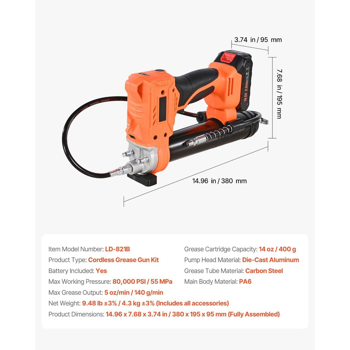 20V Cordless Grease Gun with Battery & Case
