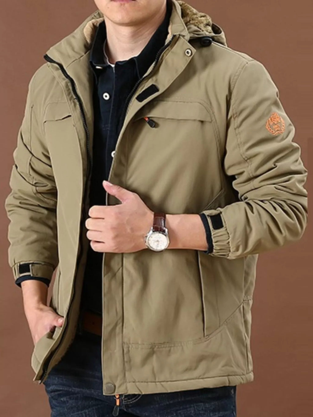 Men's Fleece-Lined Hooded Work Jacket
