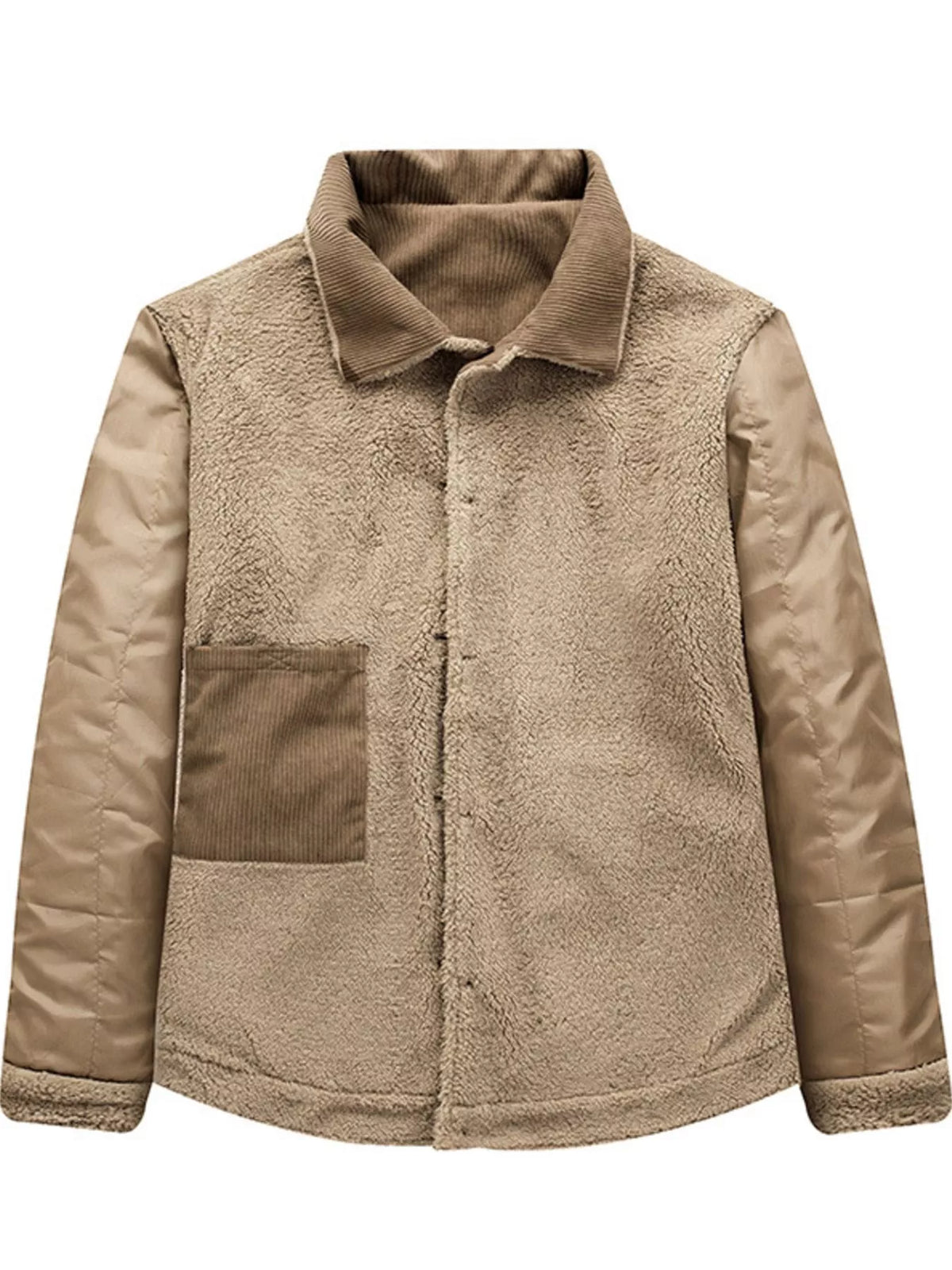 Men's Corduroy Sherpa-Lined Button-Up Jacket