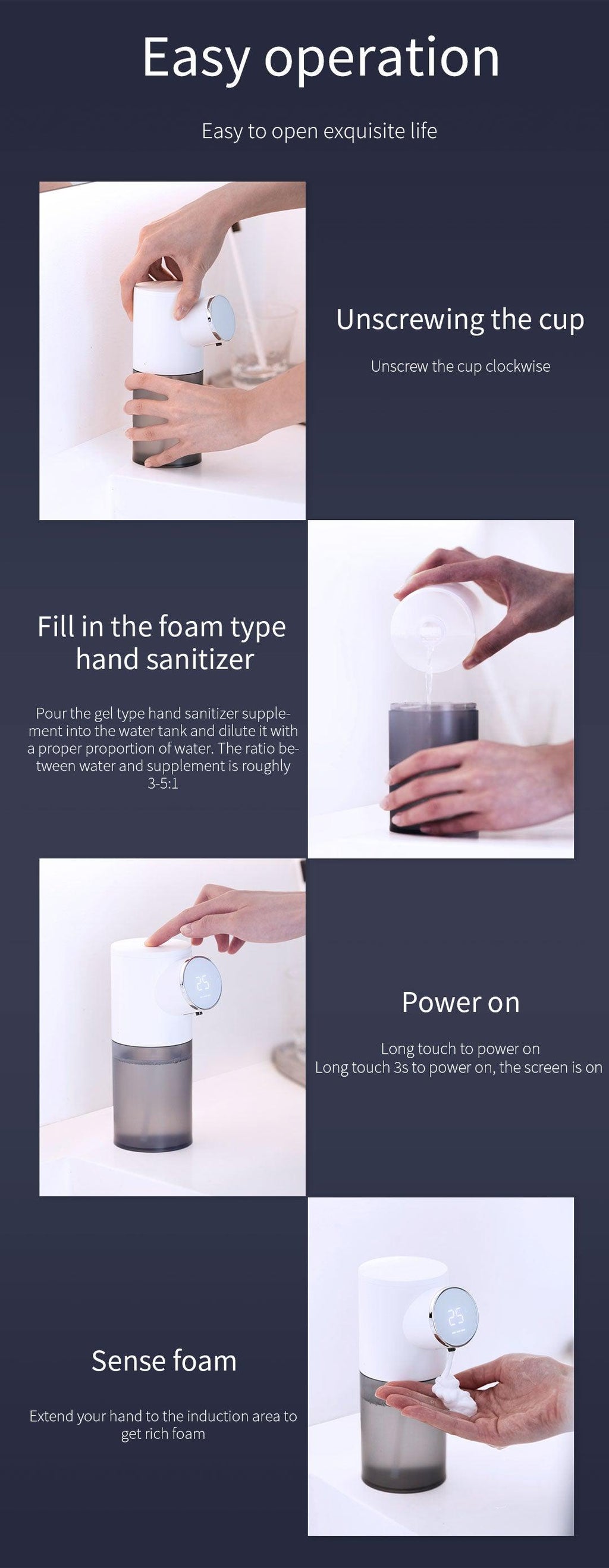 Rechargeable Foaming Soap Dispenser with Temperature Display