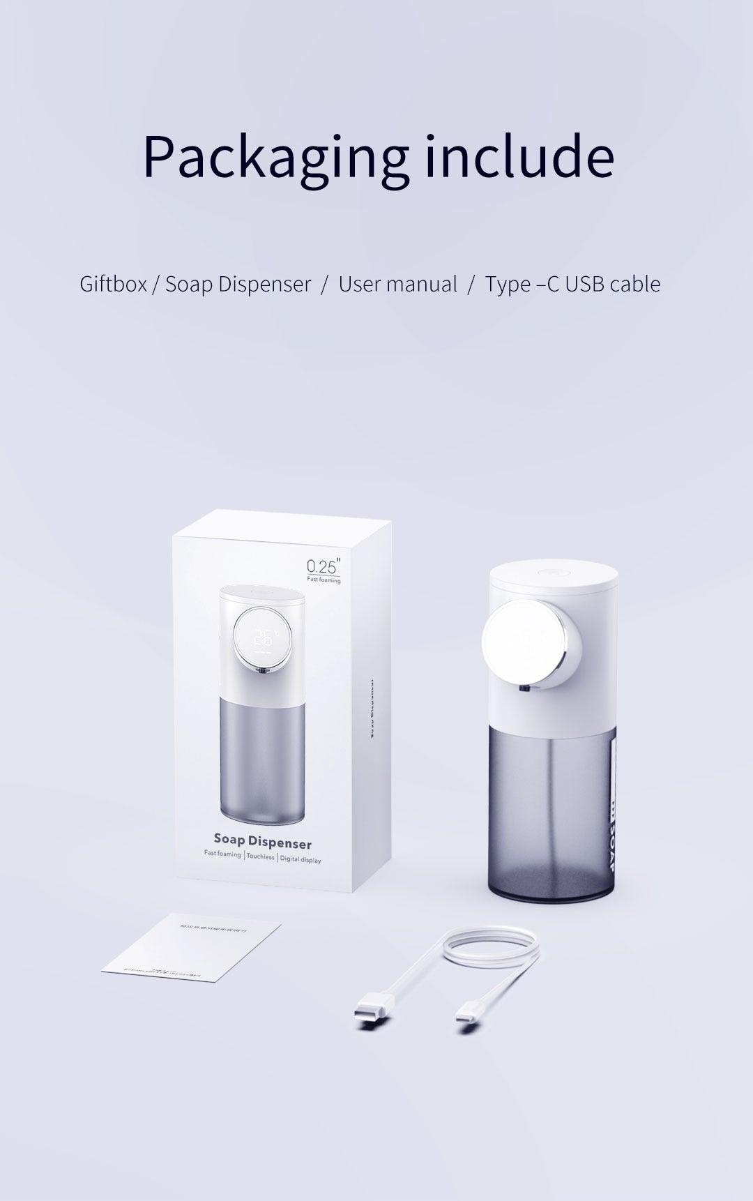 Rechargeable Foaming Soap Dispenser with Temperature Display