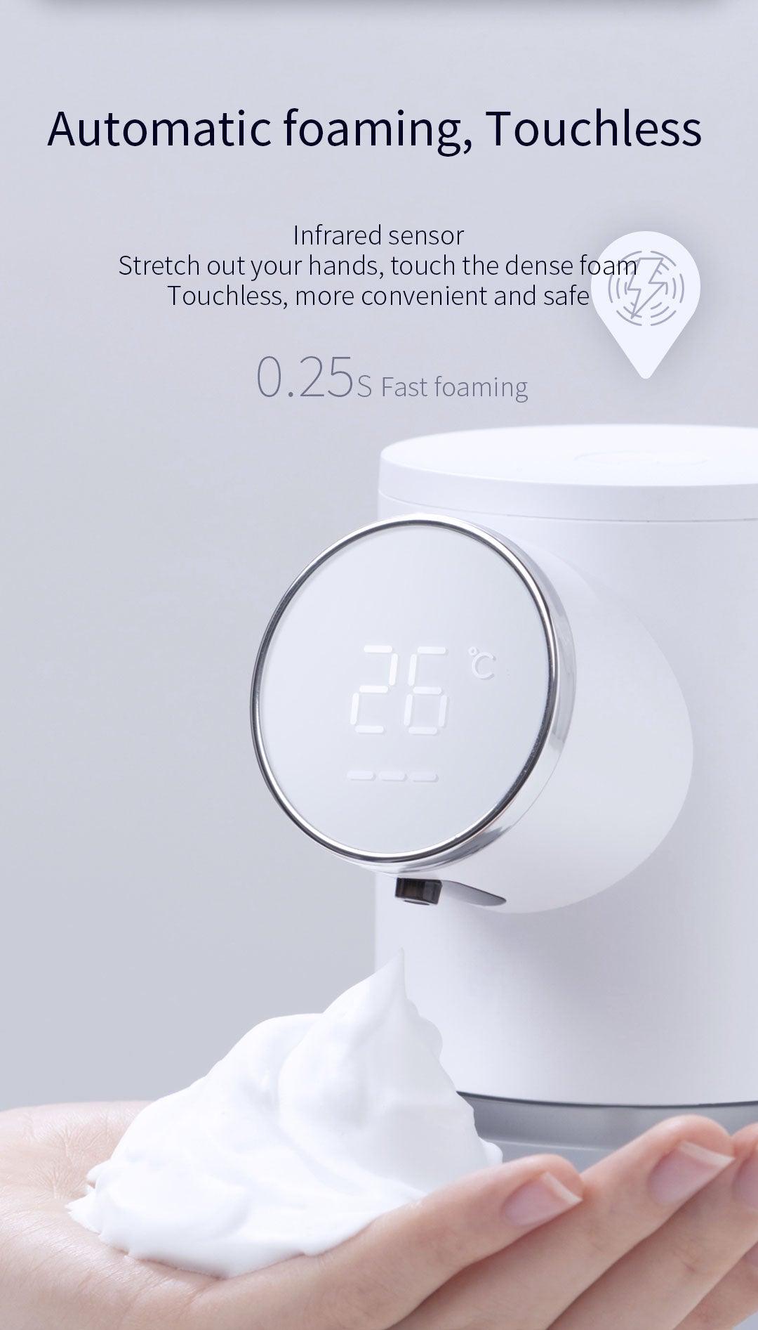 Rechargeable Foaming Soap Dispenser with Temperature Display