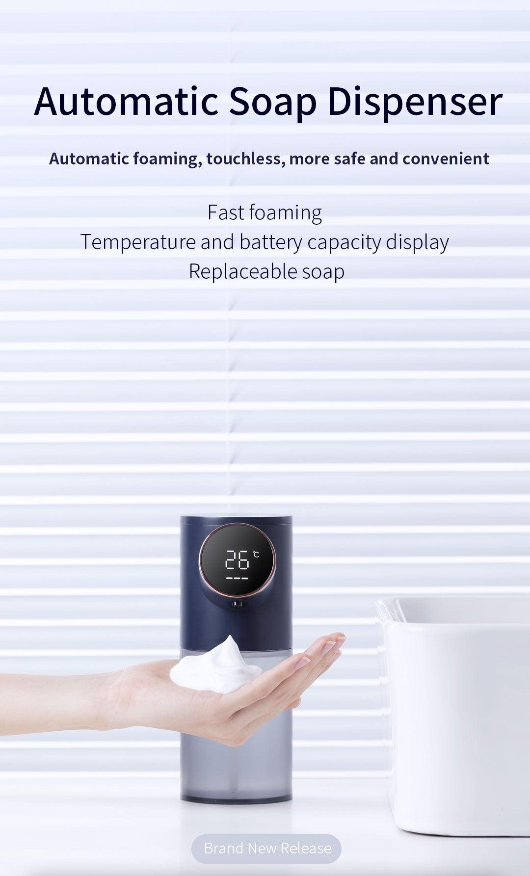 Rechargeable Foaming Soap Dispenser with Temperature Display