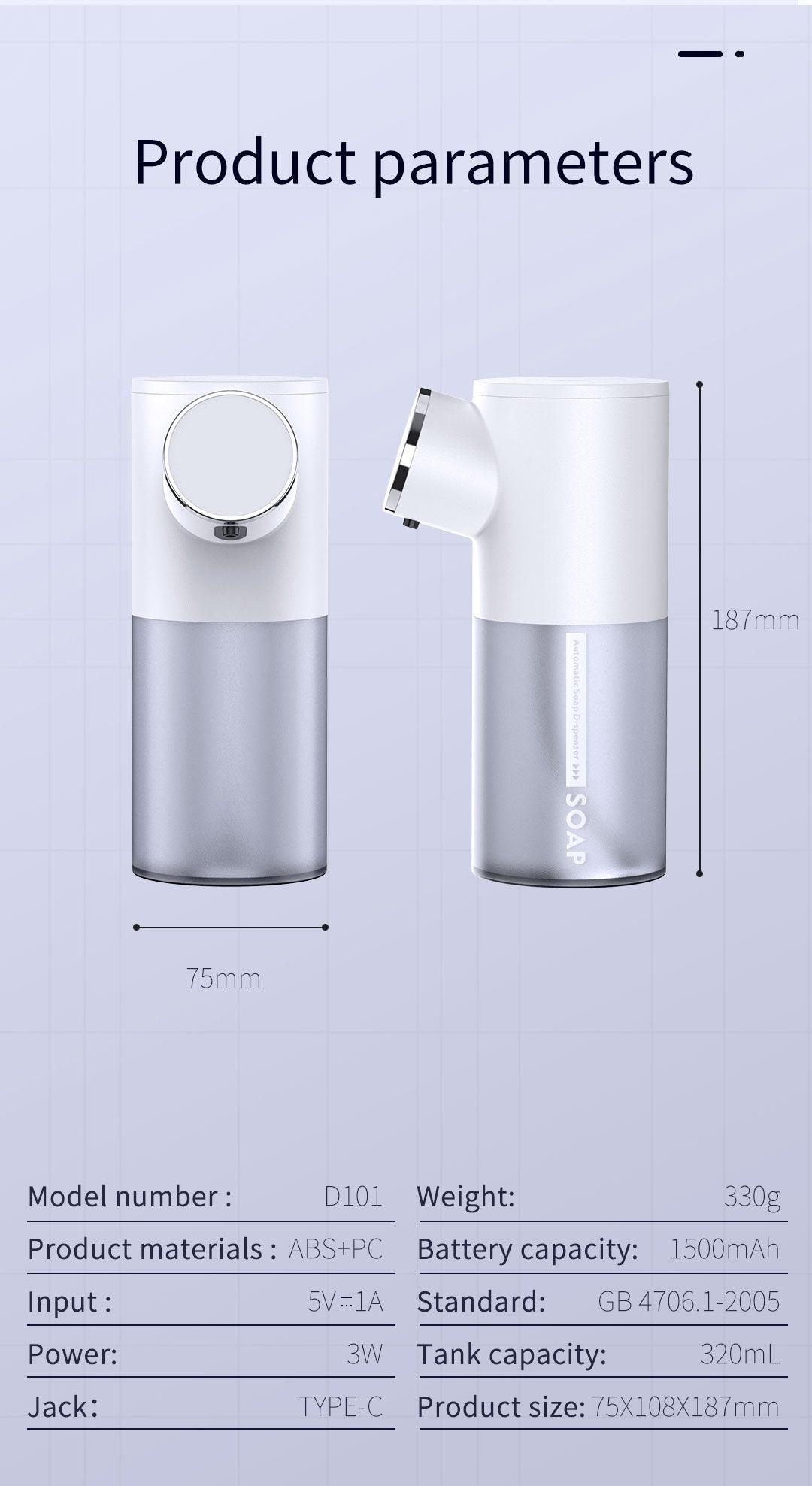 Rechargeable Foaming Soap Dispenser with Temperature Display