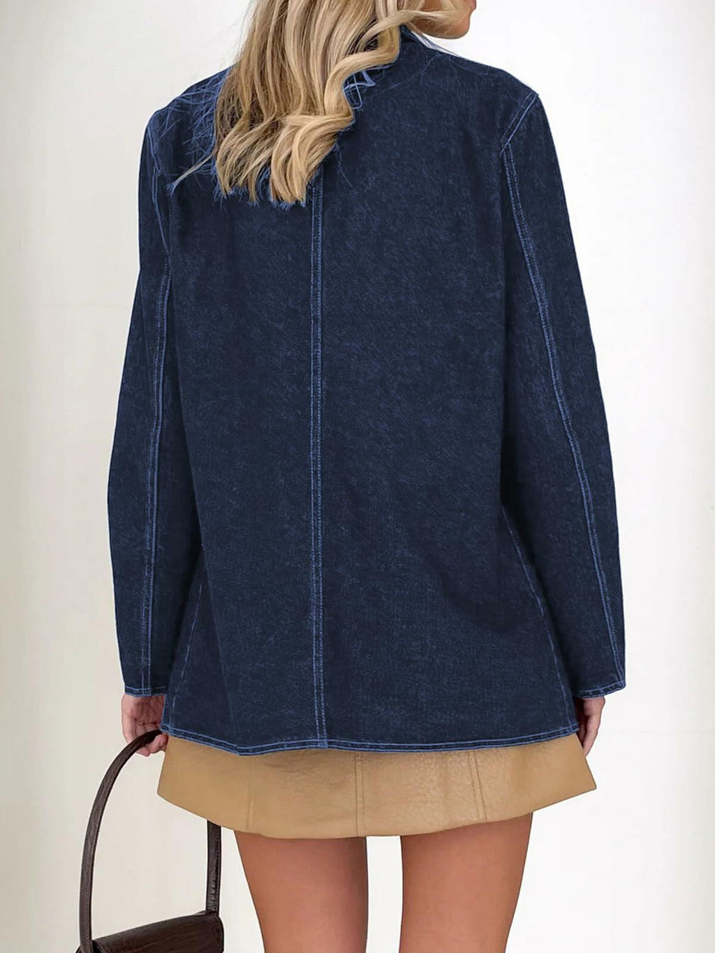 Fisoew Women's Denim Blazer — Blue, Medium