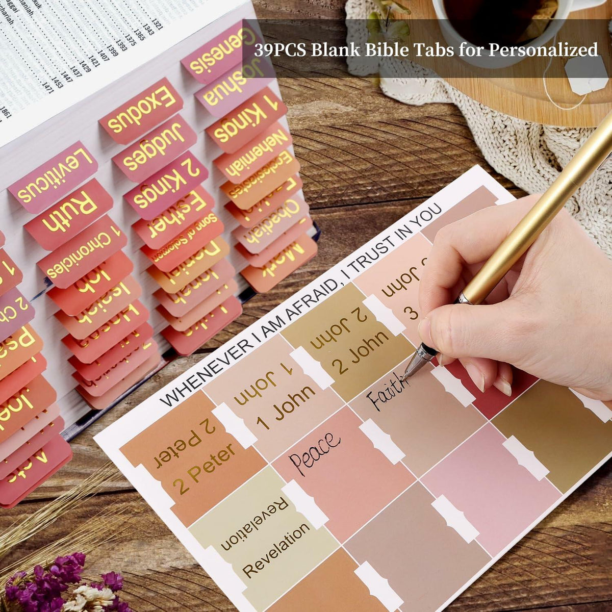 Laminated Bible Tabs for Women and Men, 105 PCS Large Print Index Labels