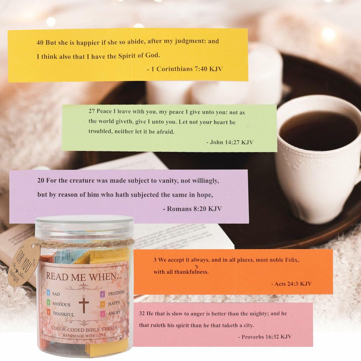 Handmade Bible Verse Jar Hope Prayer Scripture Christian Gift 96 KJV Verses
