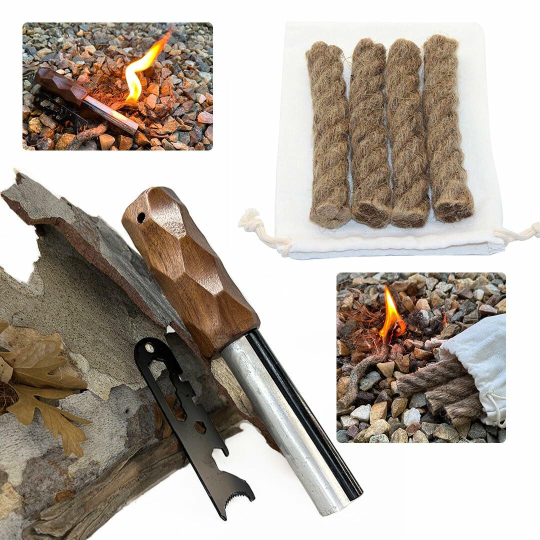 Emergency Fire Starter with Weatherproof Fat Rope