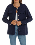 YEXPINE Women's Blue Tweed Blazer — Small