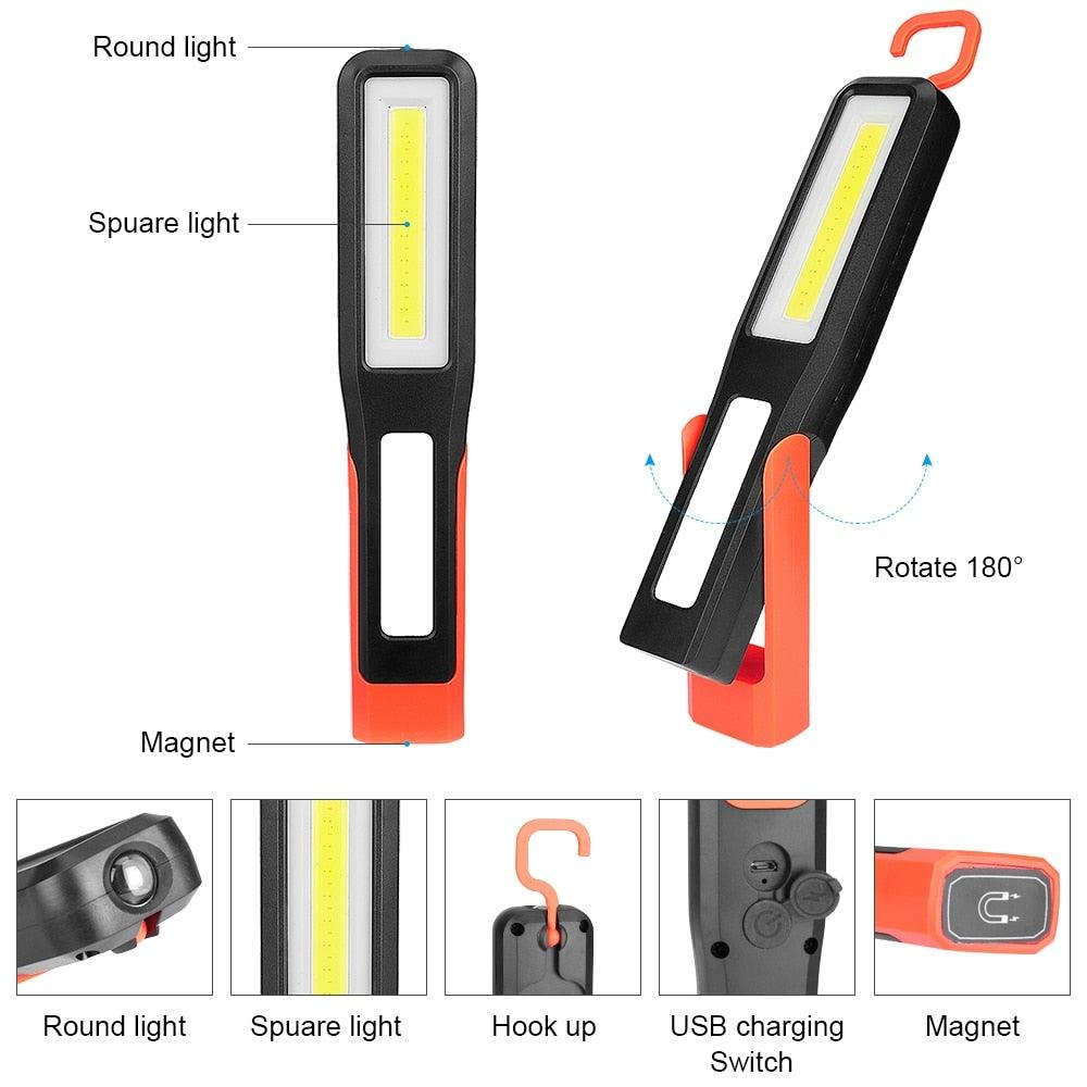 USB Rechargeable Magnetic Work Light with Clip