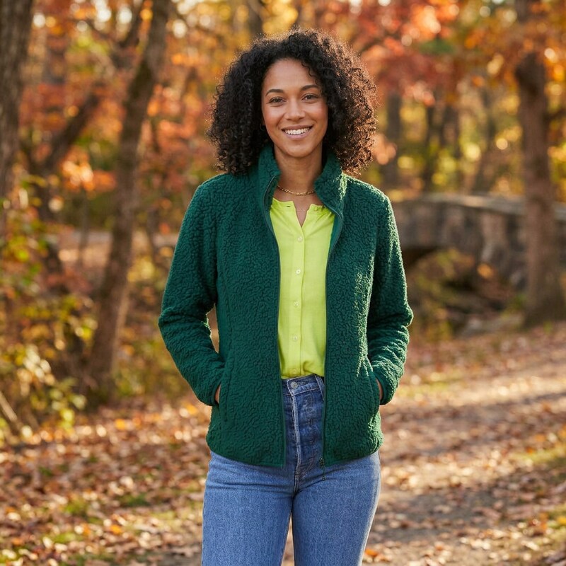 Amazon Essentials Women's Sherpa Jacket - Green, Large