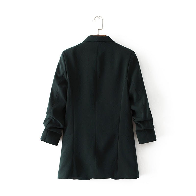 Women's Ruched Three-Quarter Sleeve Blazer — MS241