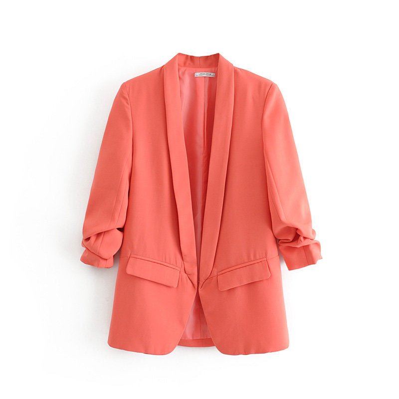 Women's Ruched Three-Quarter Sleeve Blazer — MS241
