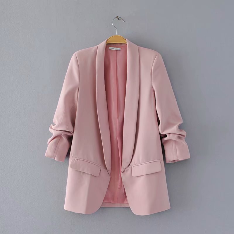 Women's Ruched Three-Quarter Sleeve Blazer — MS241